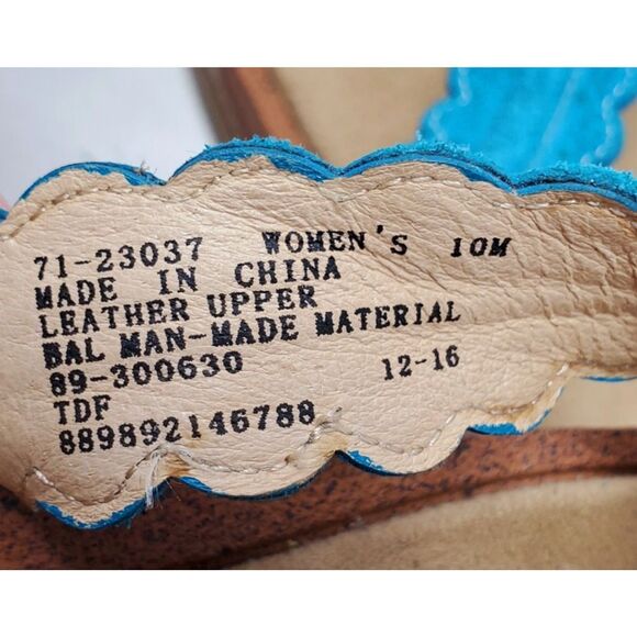 Bass Sunjuns Sandals Women 10 Blue Suede Flip Flop Thong Pool Beach Resort Shoes - Picture 11 of 12